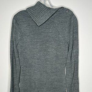 Hooked Up Size S Gray Cowl-Neck Long Sleeve Sweater